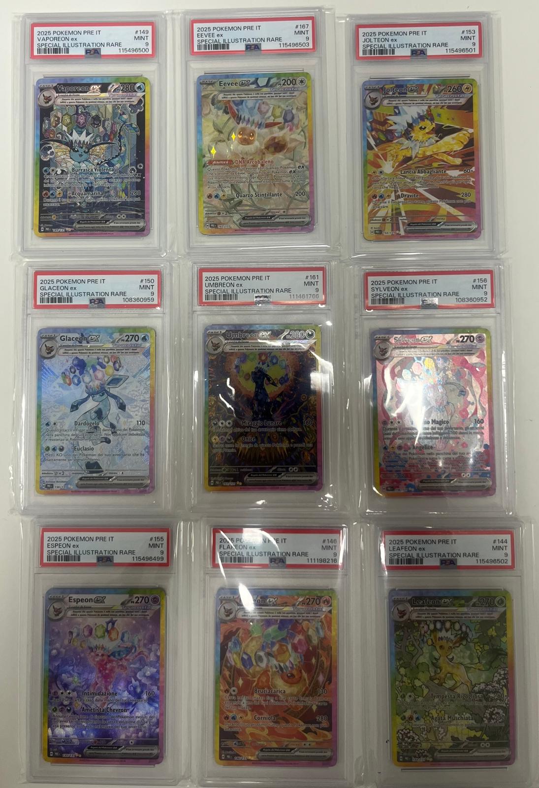 full set 9 evoluzioni eevee sar prismatiche - PSA 9- CARTA GRADATA ITA