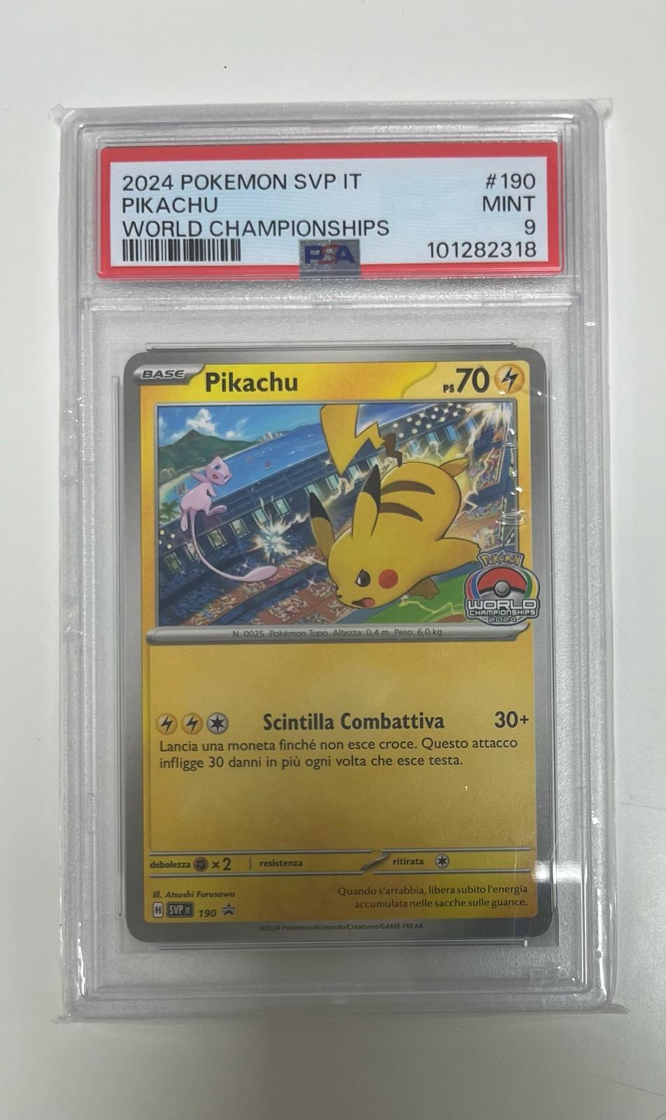 pikachu world championships - PSA 9 -190- CARTA GRADATA ITA