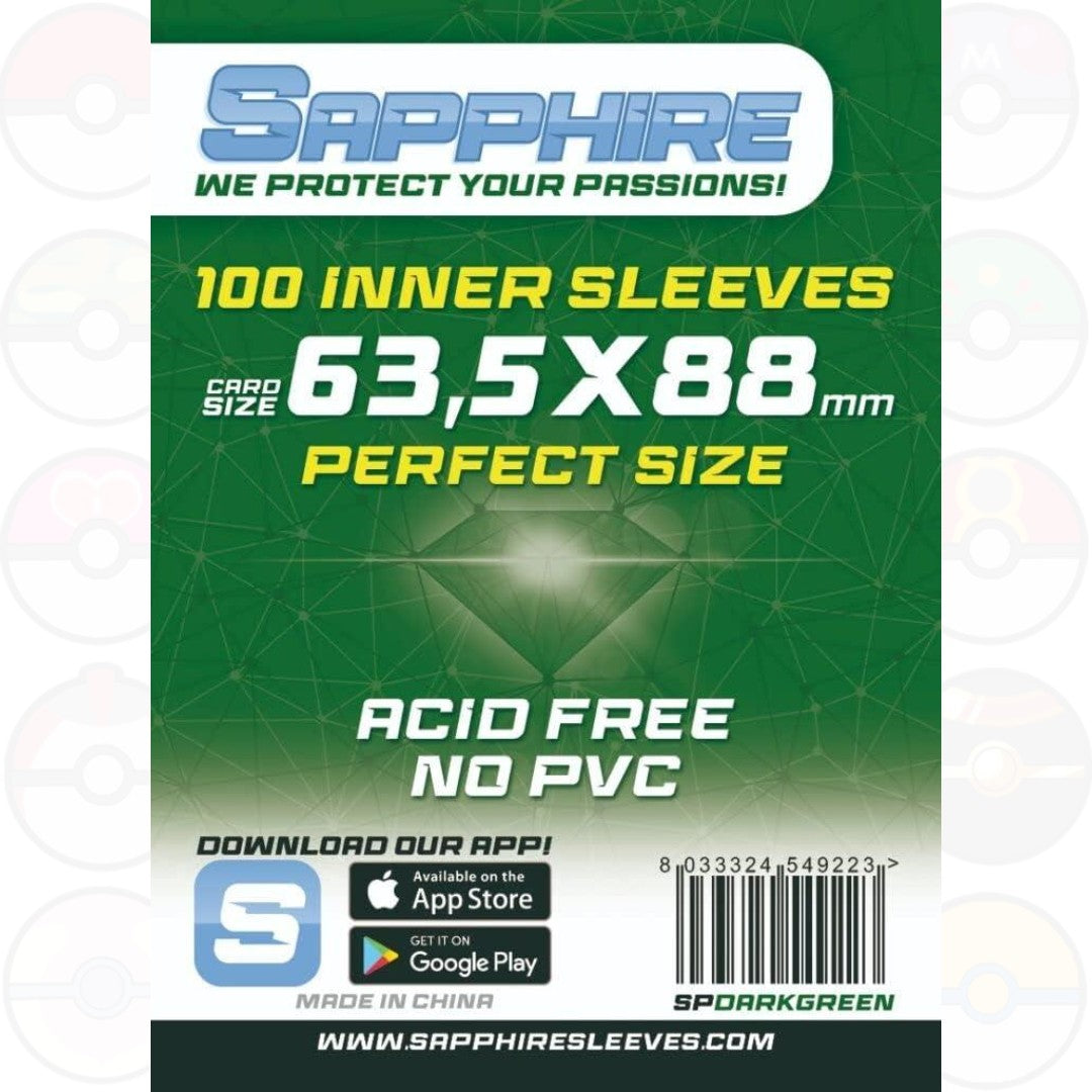Sapphire - 63x 88mm 100 inner Sleeves morbide - Accessori Carte Collezionabili