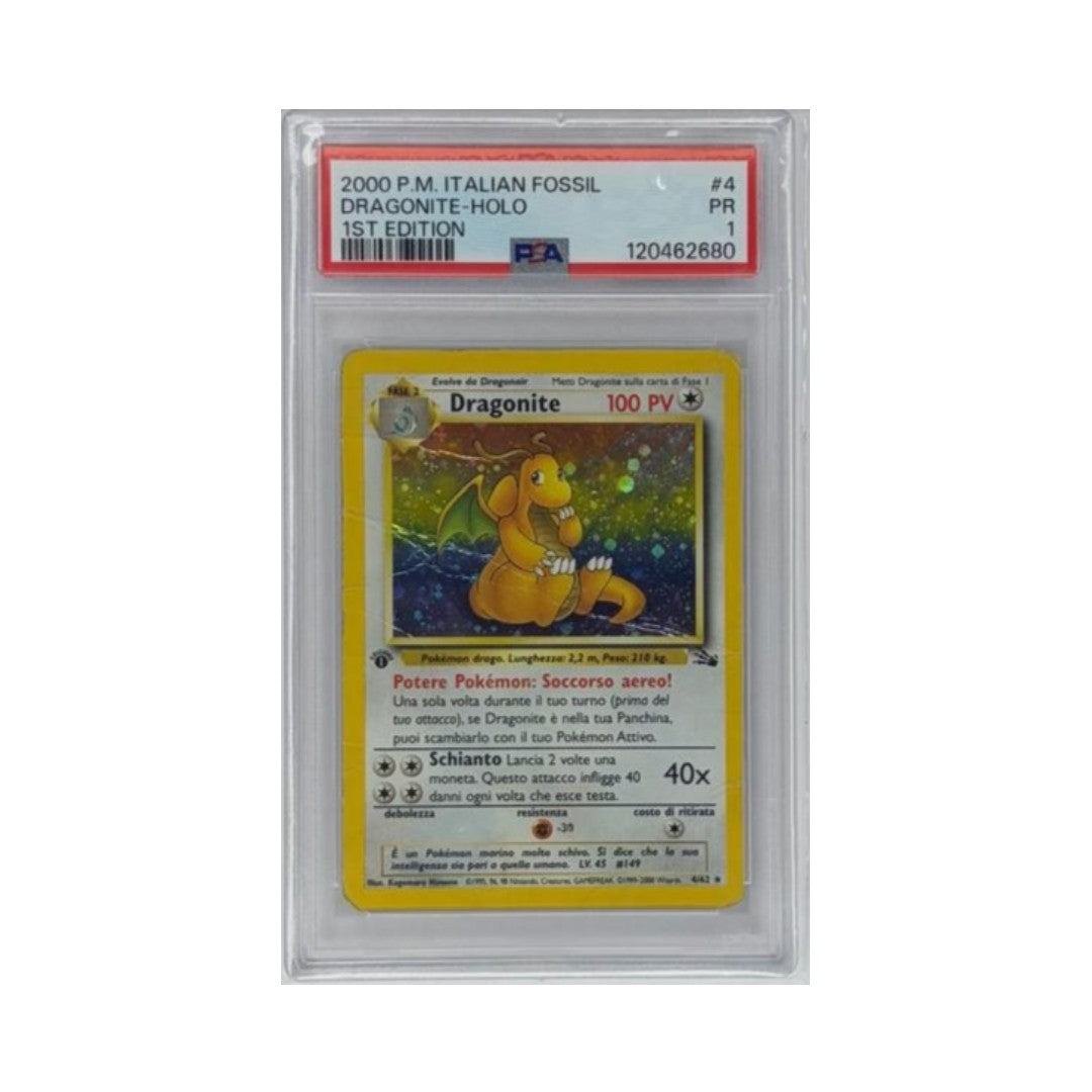 Dragonite-Holo 1st edition - PSA 1- CARTA GRADATA ITA