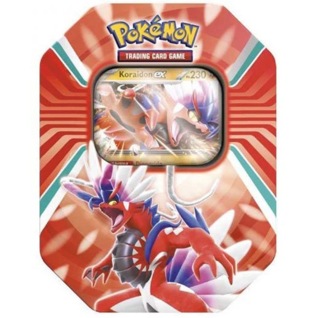 Tin da Collezione Leggende di paldea (4 bustine - astri lucenti- evoluzioni a paldea - scarlatto e violetto) ita