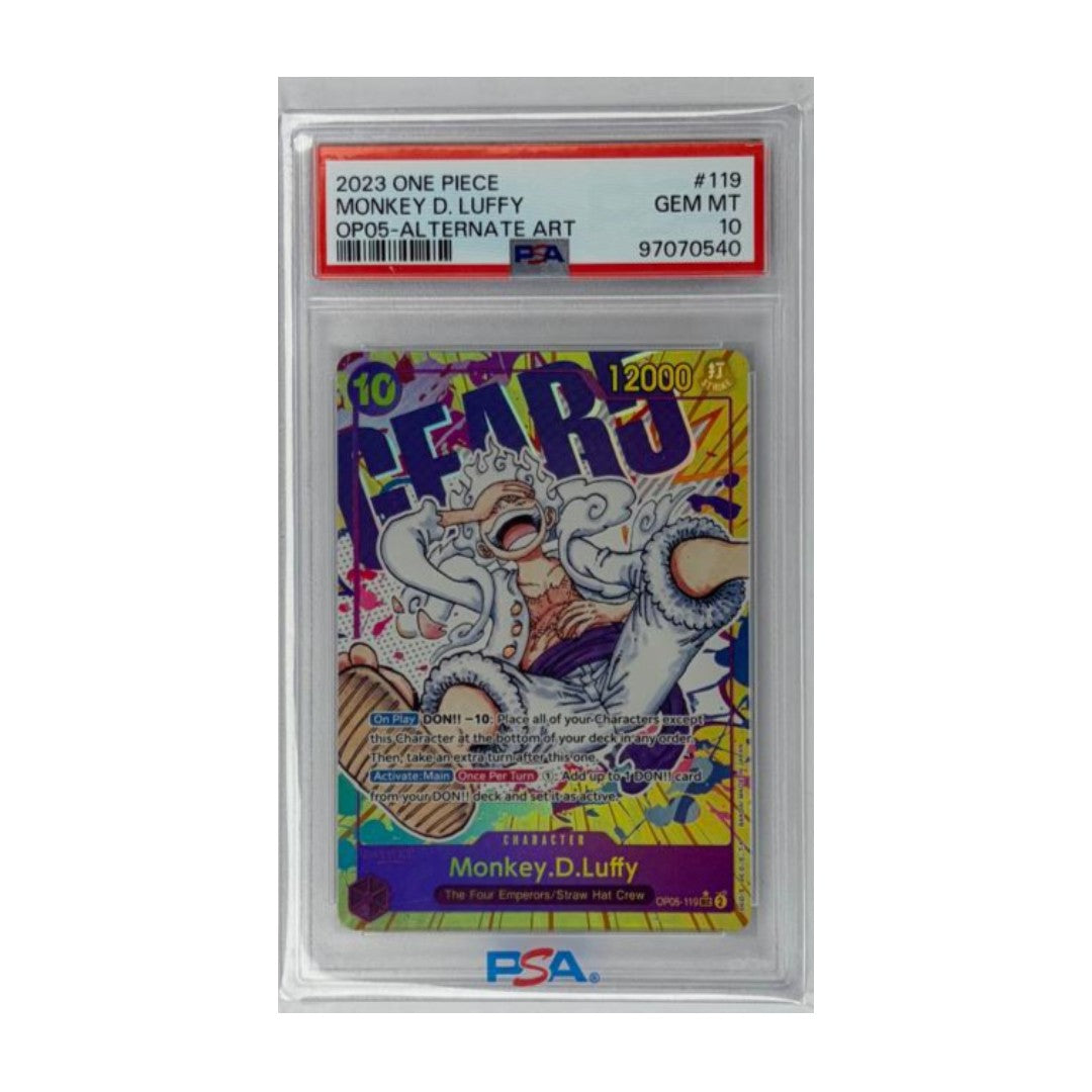 ONE PIECE - MONKEY D. LUFFY 119 - OP05 ALTERNATIVE ART - PSA GEM MINT 10 - CARTA GRADATA ONE PIECE