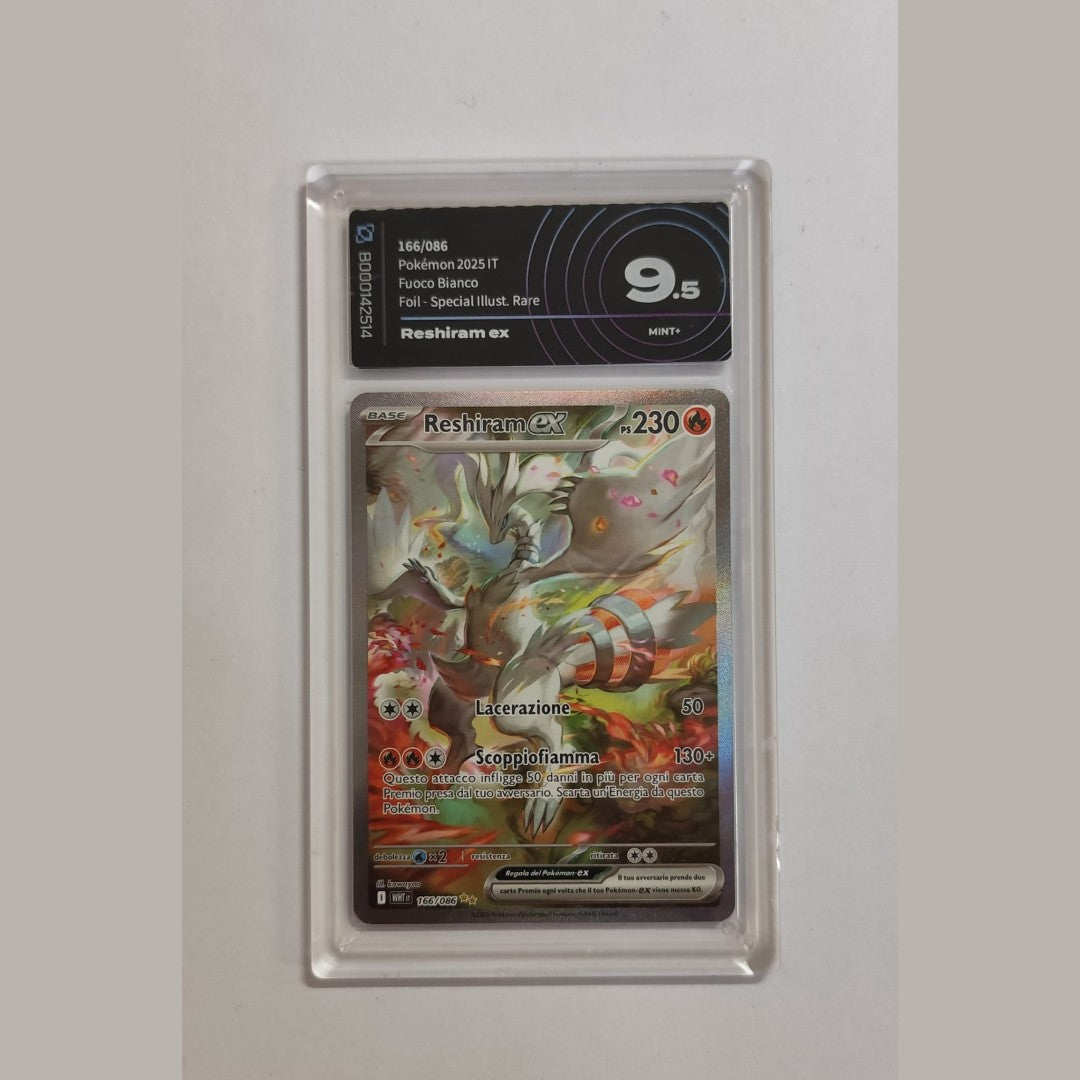 Reshiram ex wht 166/086 F.Bianco-Aigrading 9,5- Carta Gradata ITA