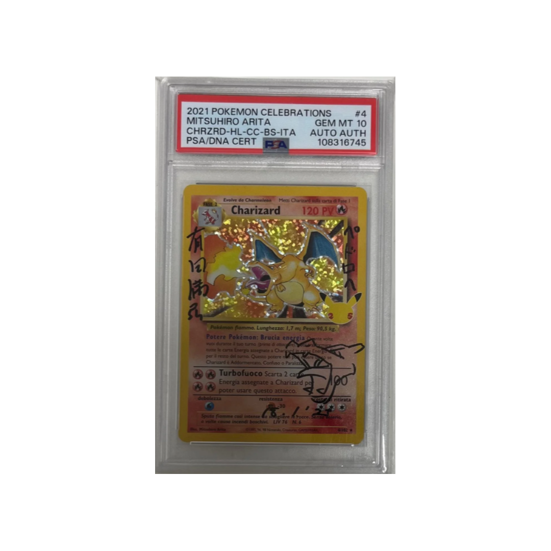 charizard 25th 4/102 gran festa - PSA 10 - CARTA GRADATA ITA (firma di arita)