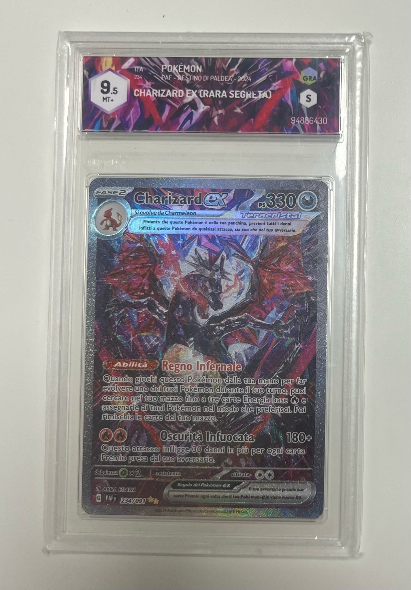 Charizard EX 234/091 - Destino di Paldea - 2024 - GRAAD 9.5 Mint - CARTA GRADATA ITA