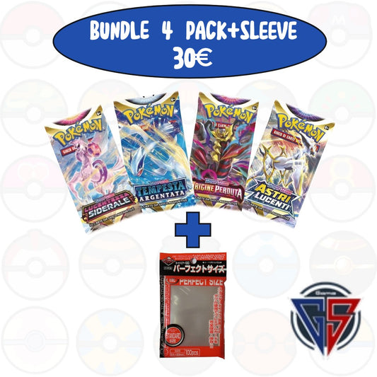BUNDLE 4 PACCHETTI+SLEEVE/TEMPESTA ARGENTATA-LUCENTEZZA SIDERALE-ORIGINE PERDUTA-ASTRI LUCENTI