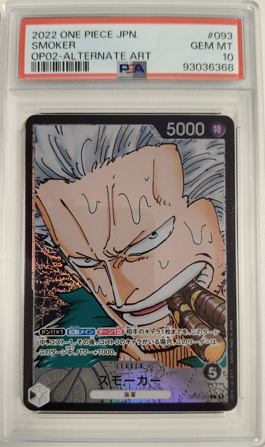 SMOKER #093 - OP02 ALTERNATE ART 2022 - PSA GEM MINT 10 - CARTA GRADATA ONE PIECE JAP 2022