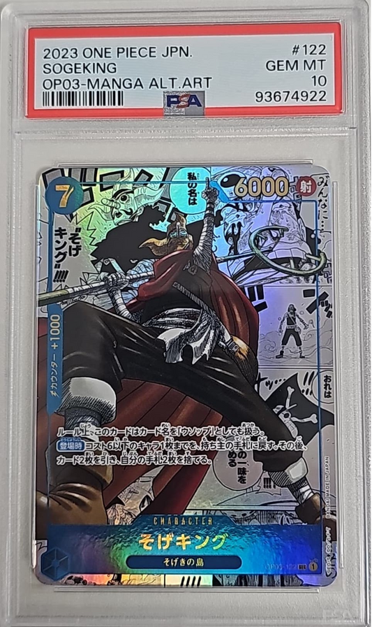 SOGEKING 122 - OP03 MANGA ALTERNATIVE ART - PSA GEM MINT 10 - CARTA GRADATA ONE PIECE 2023