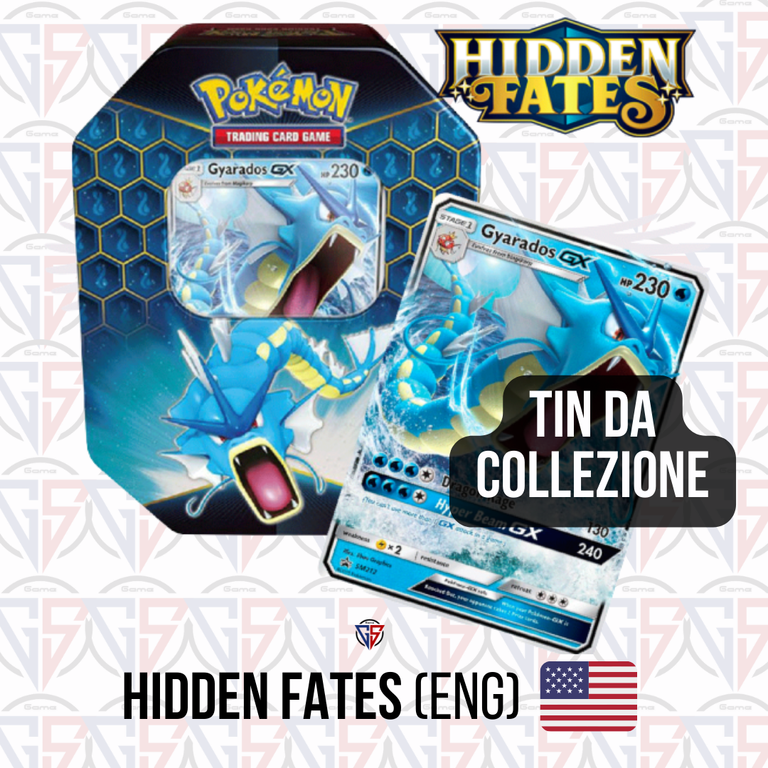 Tin Collezione Hidden Fates - Gyarados GX (4 bustine ENG)