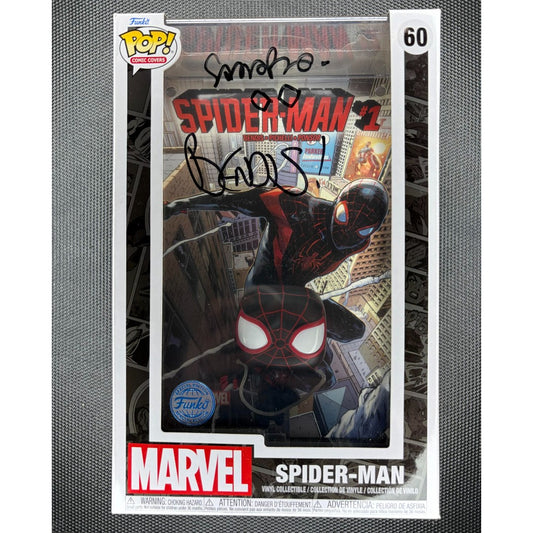 Funko Pop!-Comic Covers-Spider Man-#60-signed by Brian Michael Bendis/Sara Pichelli