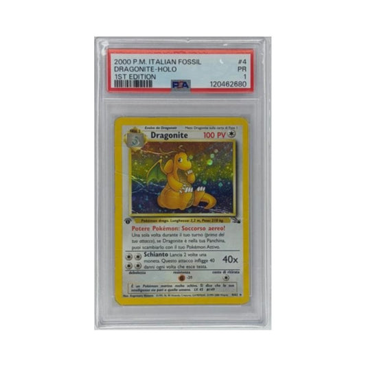 Dragonite-Holo 1st edition - PSA 1- CARTA GRADATA ITA