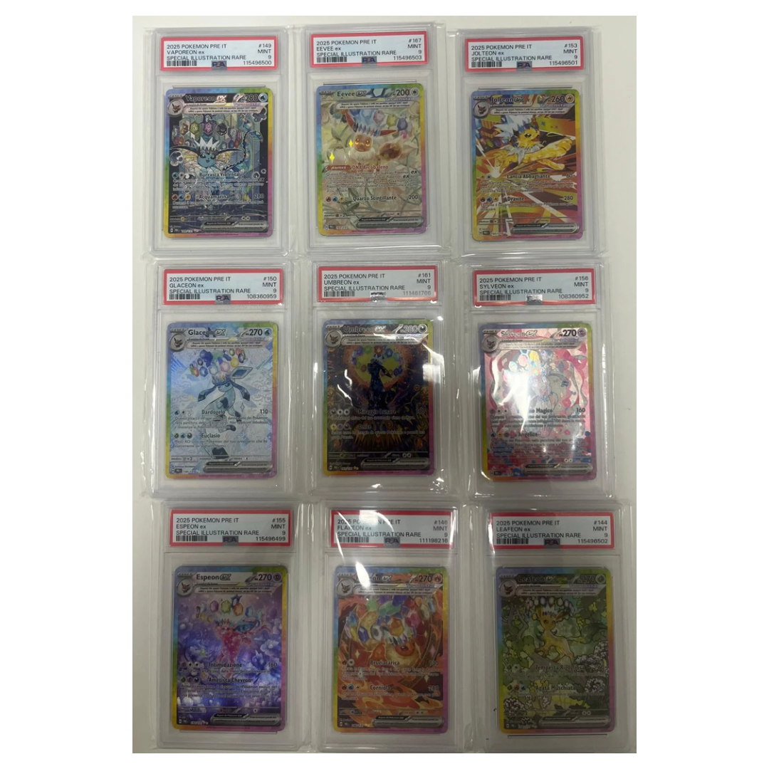 full set 9 evoluzioni eevee sar prismatiche  - PSA 9- CARTA GRADATA ITA