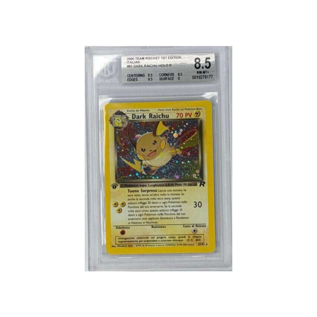 Dark Raichu 83/82 HOLO REVERSE Team Rocket 1st - BGS 8,5- CARTA GRADATA ITA