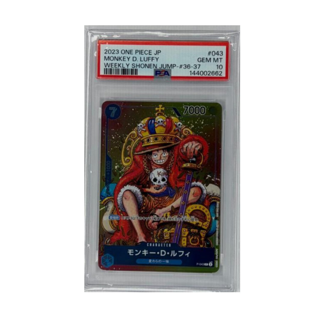 One Piece Monkey D Luffy P-043 Weekly Shonen Jump 36-37 2023 Promo Card-Psa 10 Jap