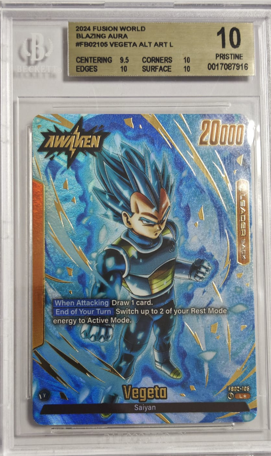 VEGETA #FB02105 - 2024 FUSION WORLD - BLAZING AURA - ALT ART L - BGS 10 GEM MINT ENG