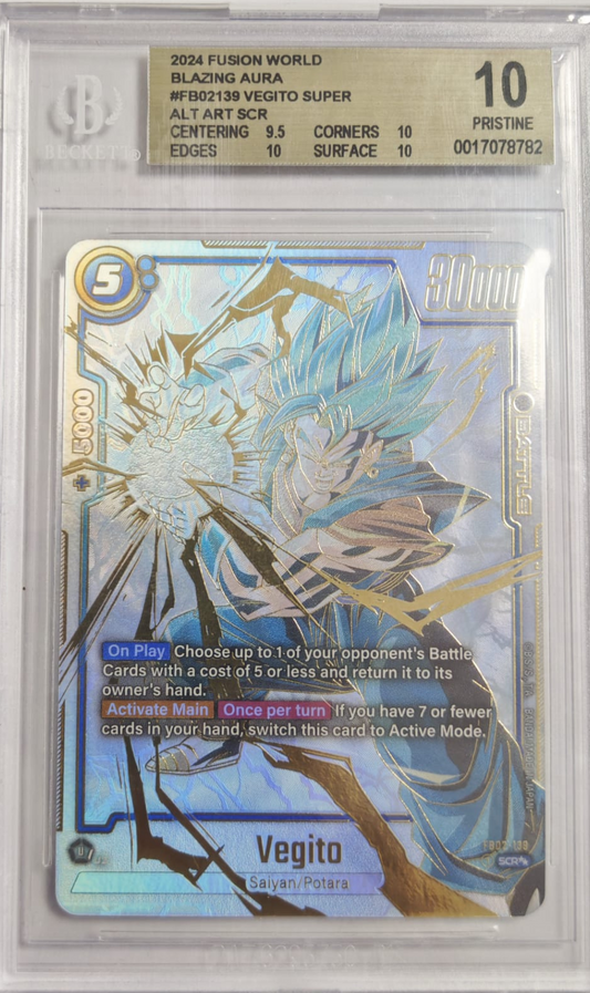 VEGITO SUPER #FB02139 - 2024 FUSION WORLD - BLAZING AURA - ALT ART SCR - BGS 10 GEM MINT ENG