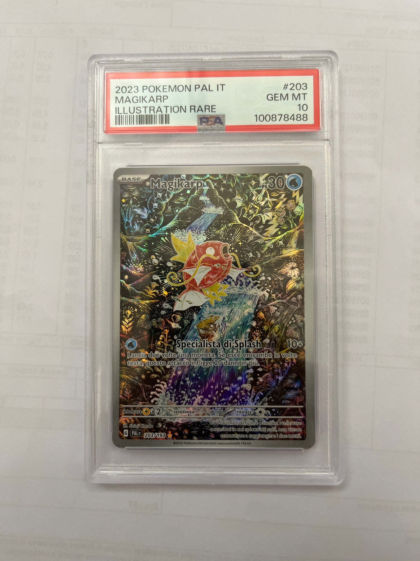 Magikarp 203/193 illustration rare evoluzioni a paldea- PSA 10 GEM MINT - CARTA GRADATA ITA