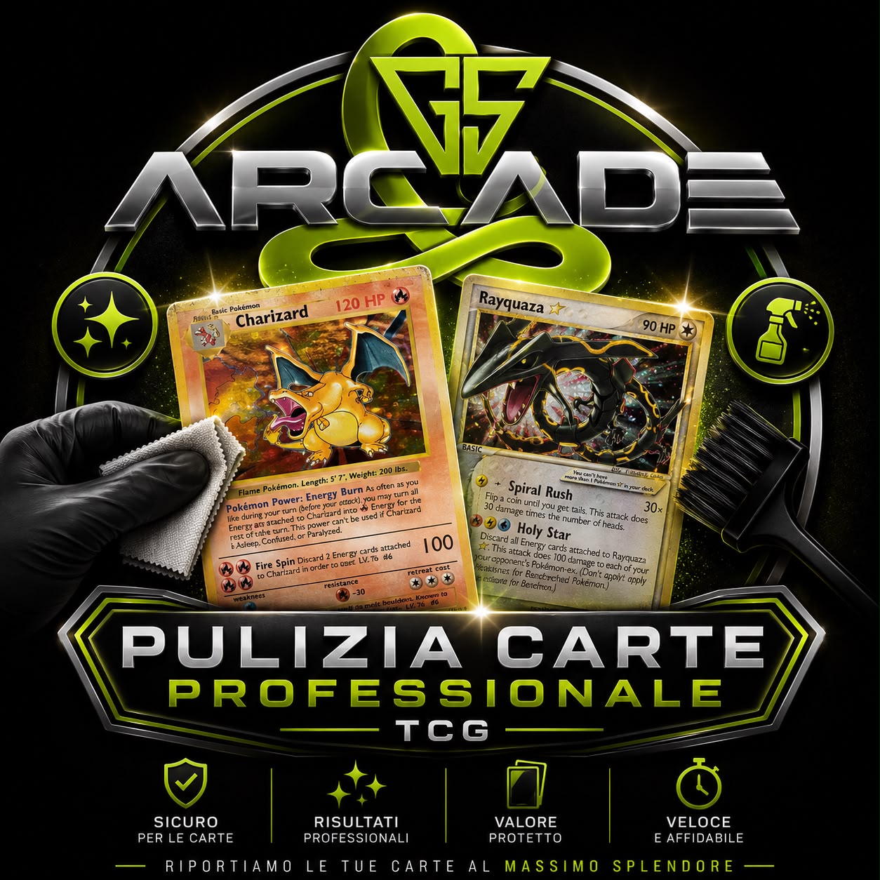 Pulizia Carte Pokemon Professionale